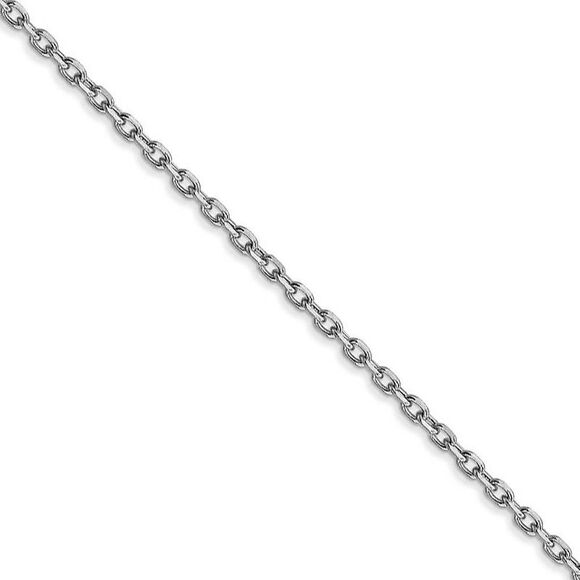 1.8mm 10k White Gold Solid Diamond Cut Cable Chain Necklace, 18 Inch - Picture 1 of 8